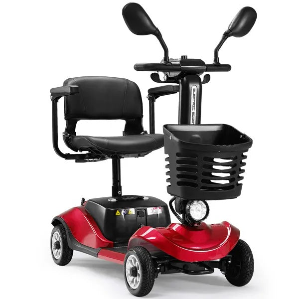 Foldable Electric Mobility Scooter With Light And Basket - Compact 4-Wheel Travel Wheelchair For Easy Mobility And Perfect Christmas Gift